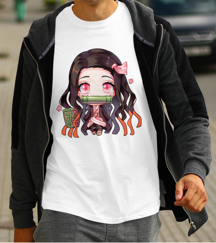 Nezuko Fanart Chibi Style Pink Aesthetic Character T-Shirt