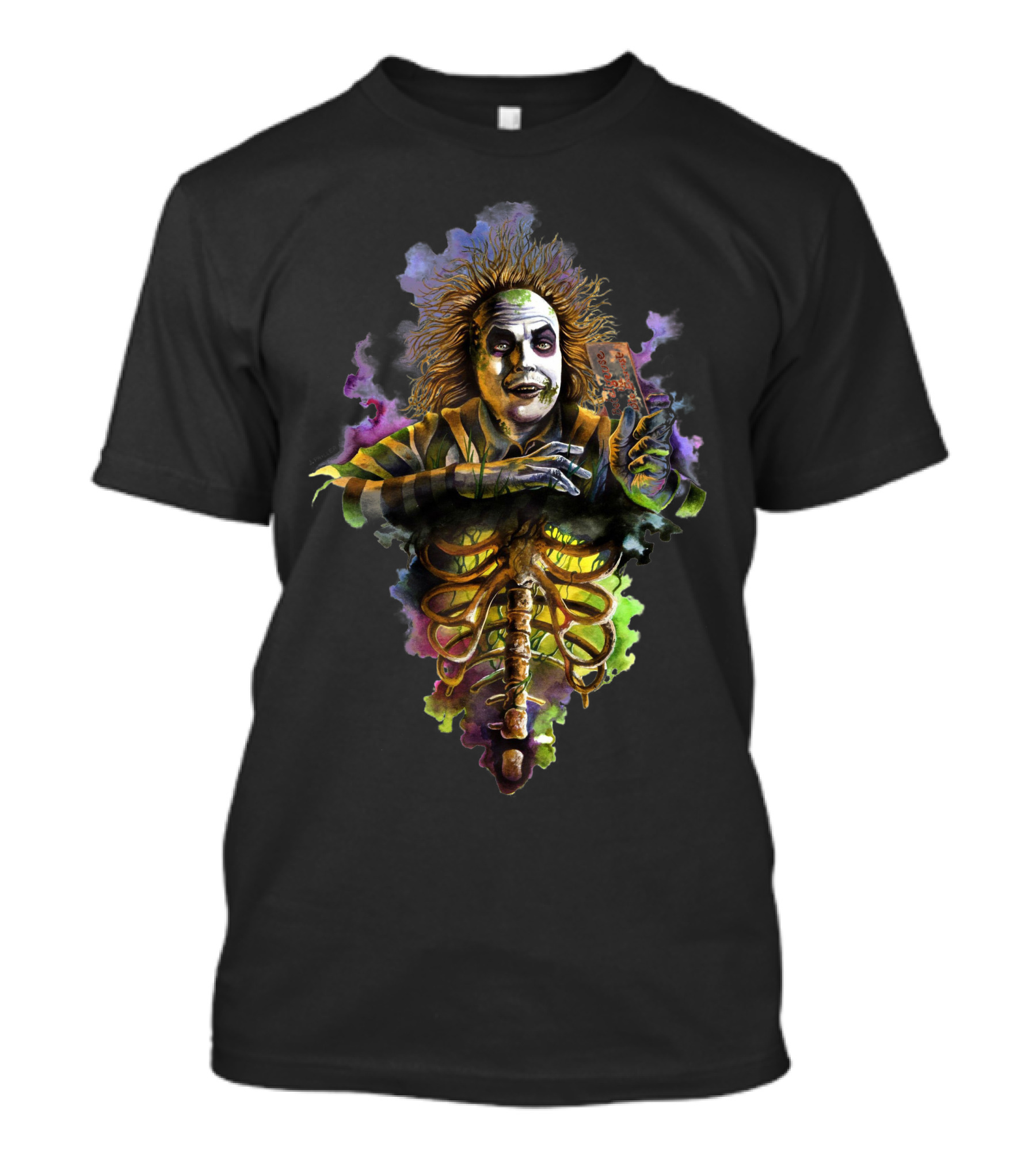 Beetlejuice Bio Exorcist Undead Ghost Character Holding Card T-Shirt