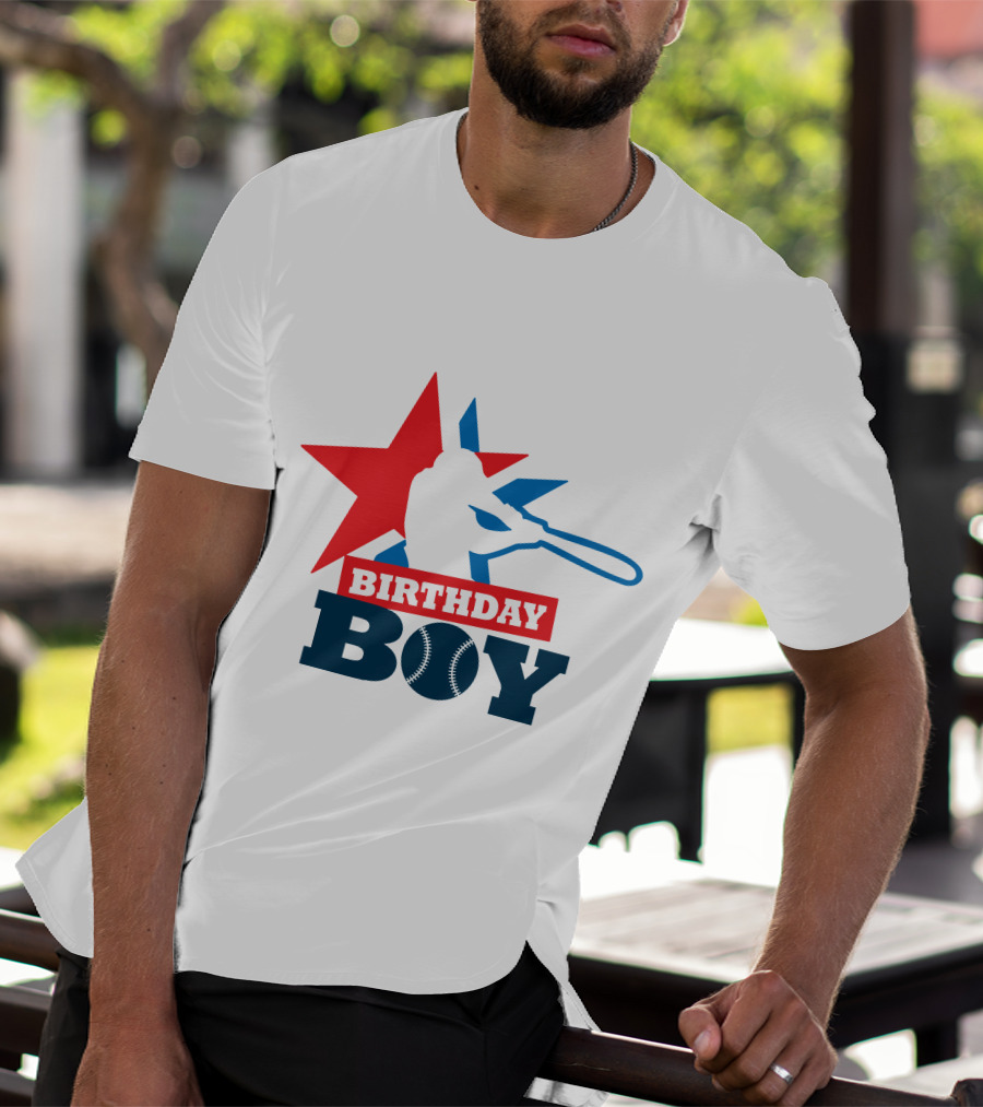 Birthday Boy Baseball Silhouette Star T-Shirt