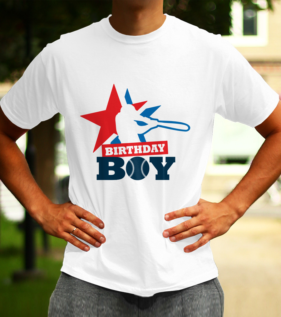 Birthday Boy Baseball Silhouette Star T-Shirt