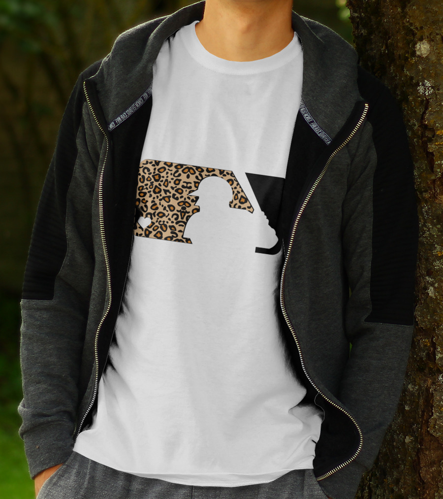 MLB Baseball Leopard Print Batter Silhouette Sublimated T-Shirt