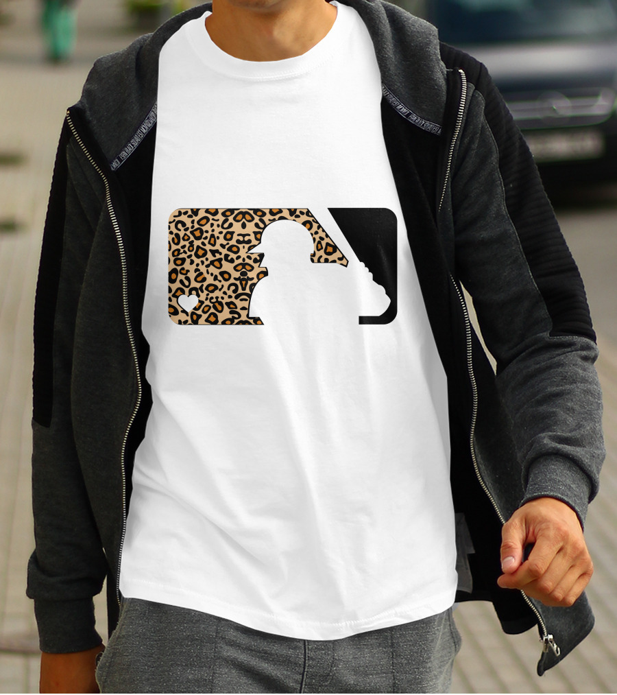 MLB Baseball Leopard Print Batter Silhouette Sublimated T-Shirt