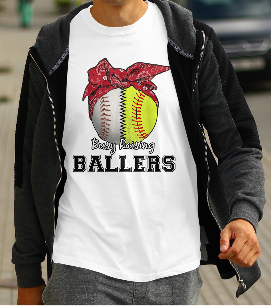 Busy Raising Baseball And Softball Ballers Bandana T-Shirt