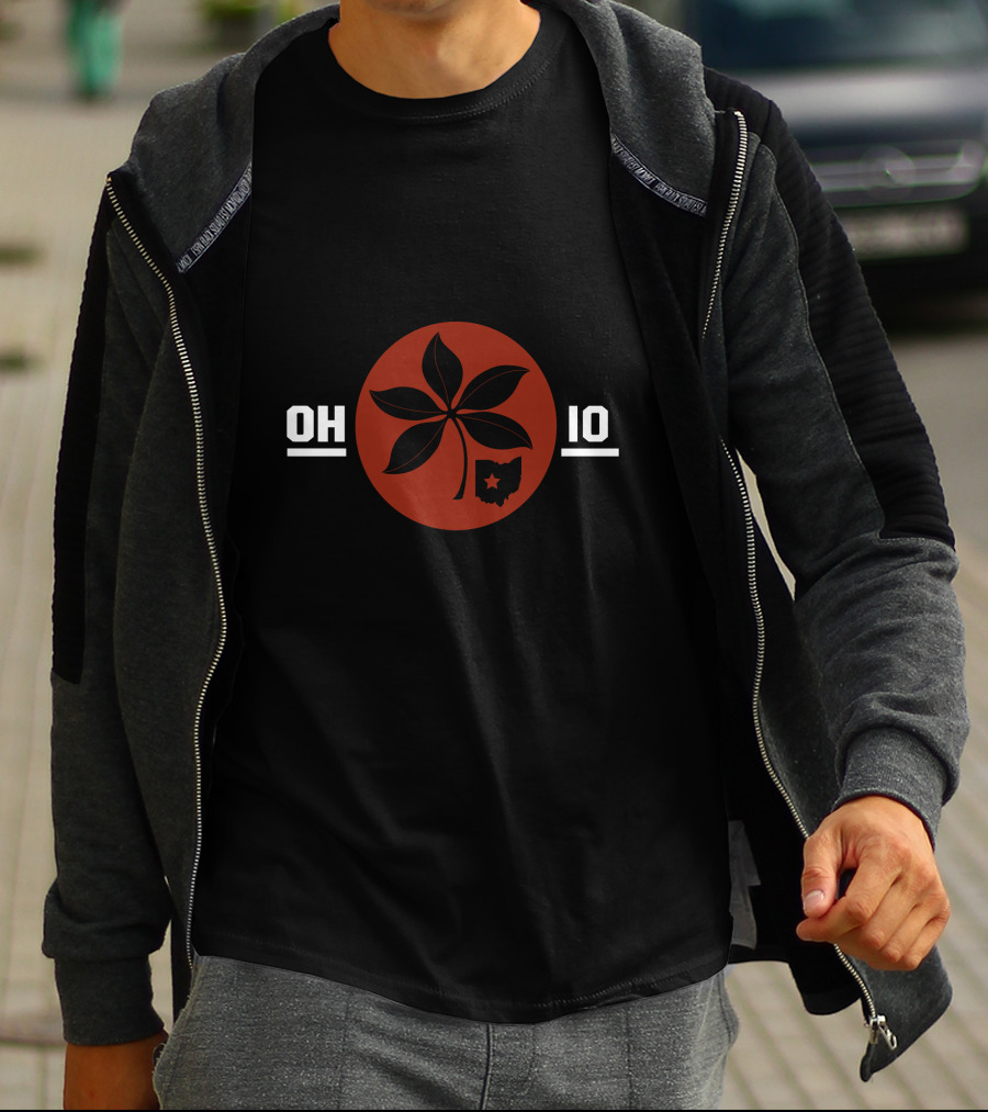 Black OH IO Buckeye Leaf Ohio Star T-Shirt