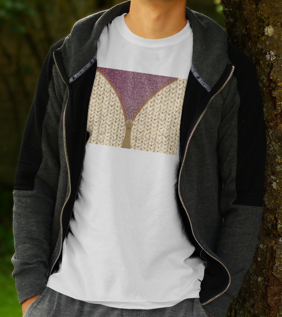 Rose Gold Glitter Knitted Sweater Zipper Tumbler T-Shirt