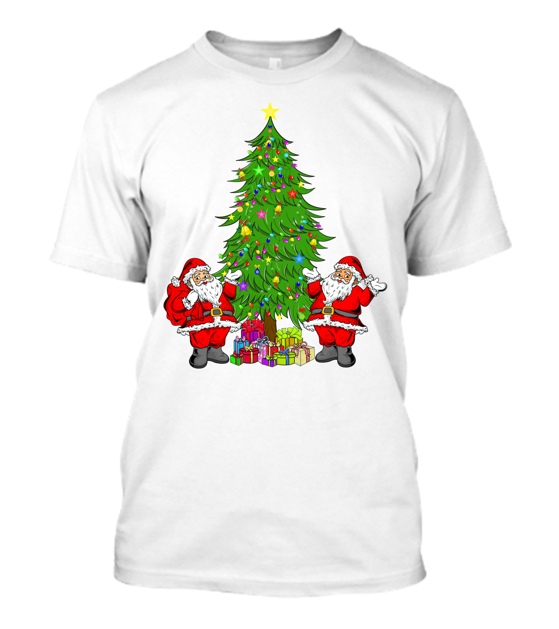 Christmas Tree Santa Claus Presents Holiday Decor T-Shirt