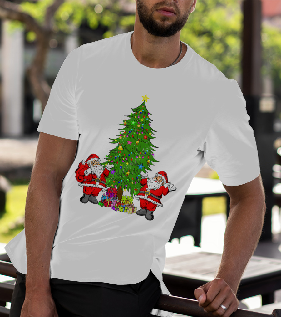 Christmas Tree Santa Claus Presents Holiday Decor T-Shirt
