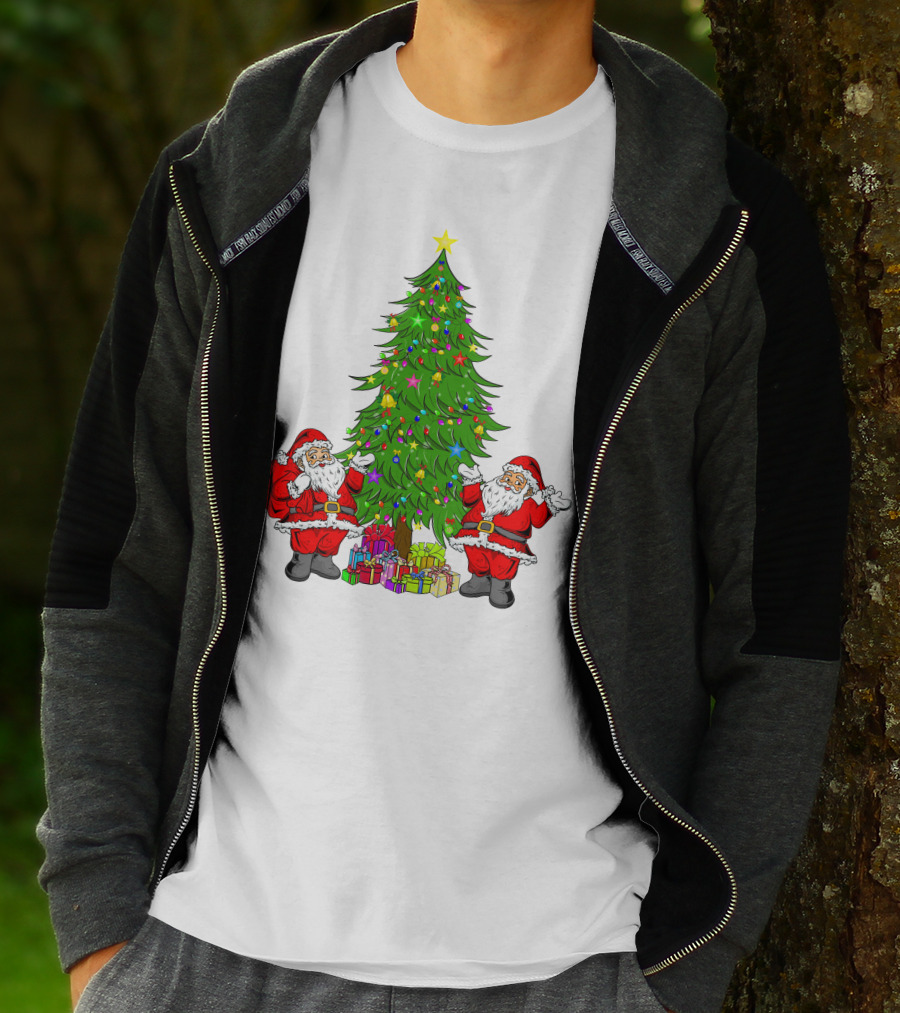 Christmas Tree Santa Claus Presents Holiday Decor T-Shirt