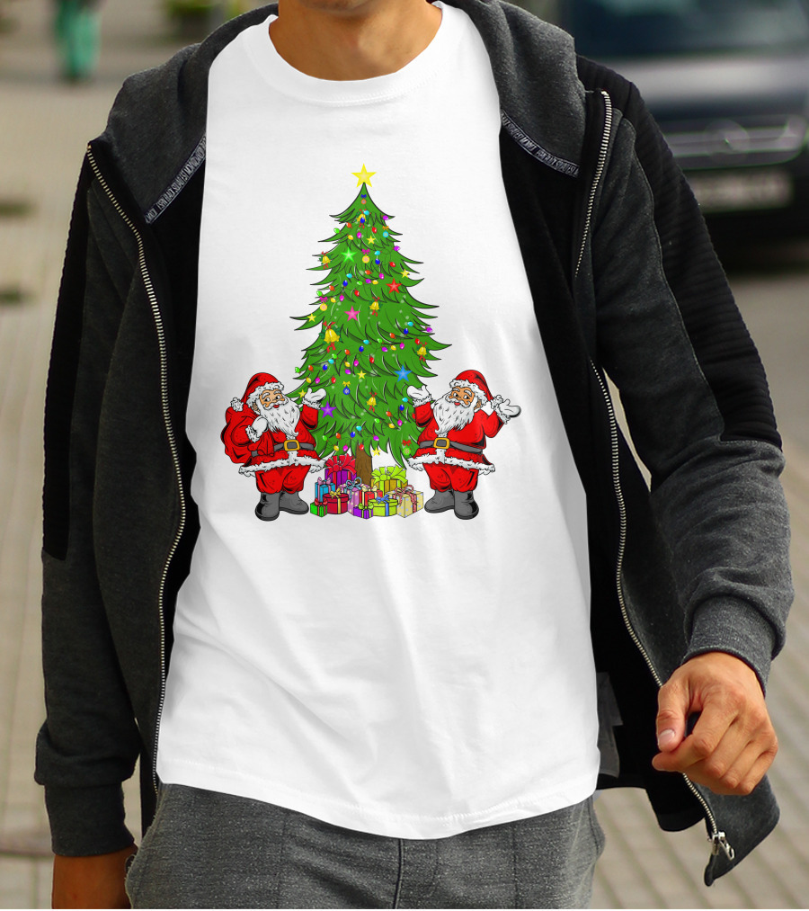 Christmas Tree Santa Claus Presents Holiday Decor T-Shirt