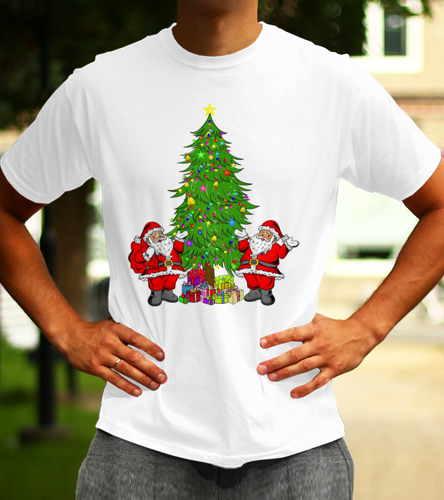 Christmas Tree Santa Claus Presents Holiday Decor T-Shirt