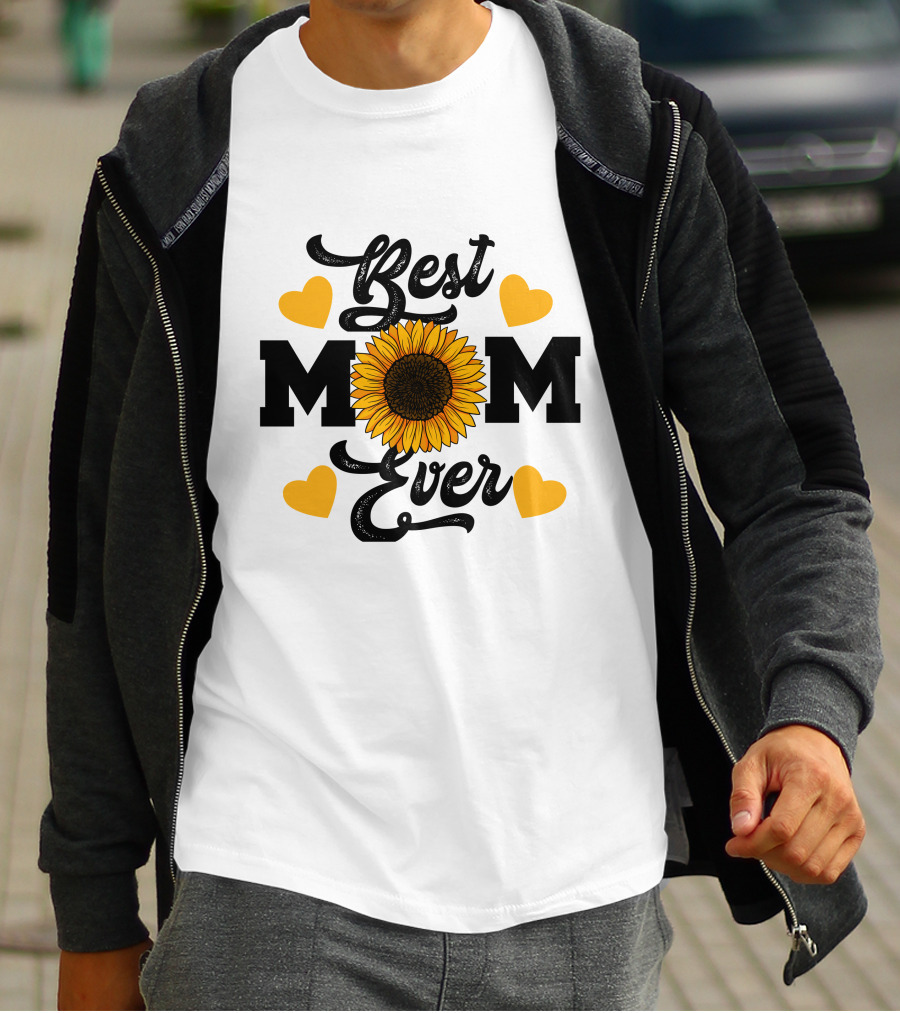 Best Mom Ever Sunflower Hearts T-Shirt