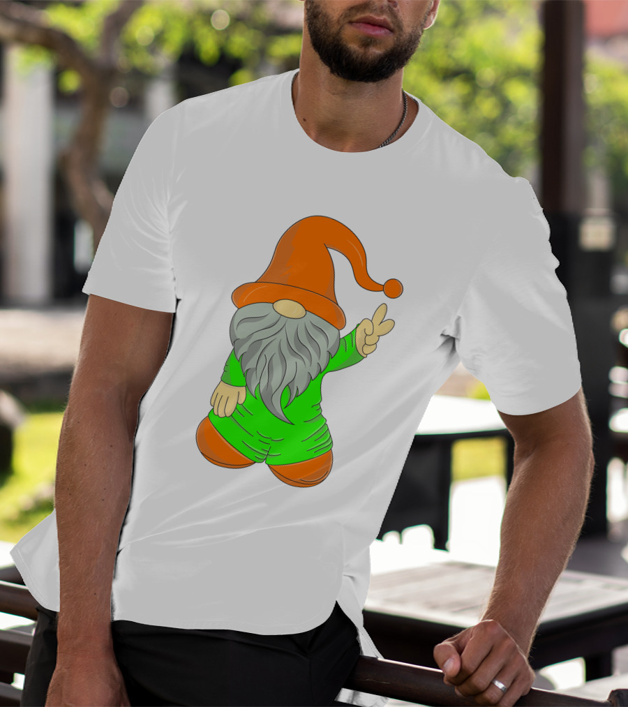 Cute Gnome Say Hi Peace Gesture T-Shirt