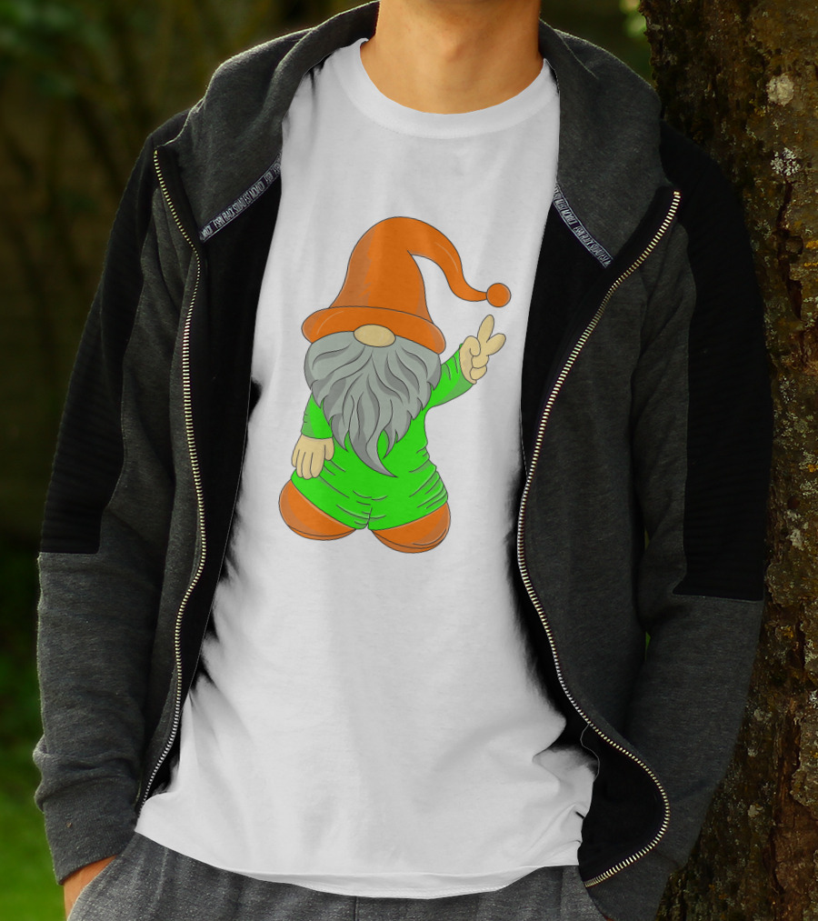 Cute Gnome Say Hi Peace Gesture T-Shirt