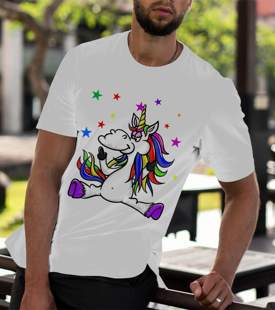 Funny Unicorn Twinkles Rainbow Star T-Shirt
