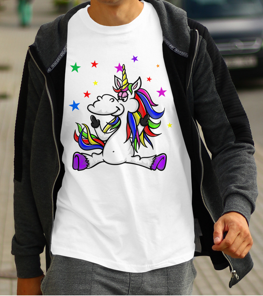 Funny Unicorn Twinkles Rainbow Star T-Shirt