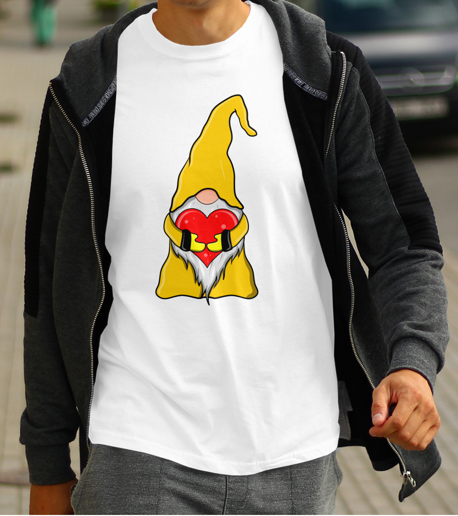 Gnome Holding Heart Hippie Valentine T-Shirt