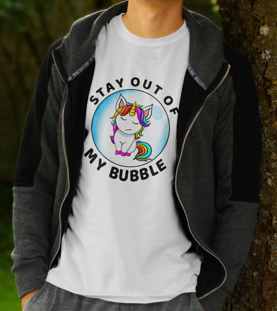 Stay Out Of My Bubble Unicorn Rainbow T-Shirt
