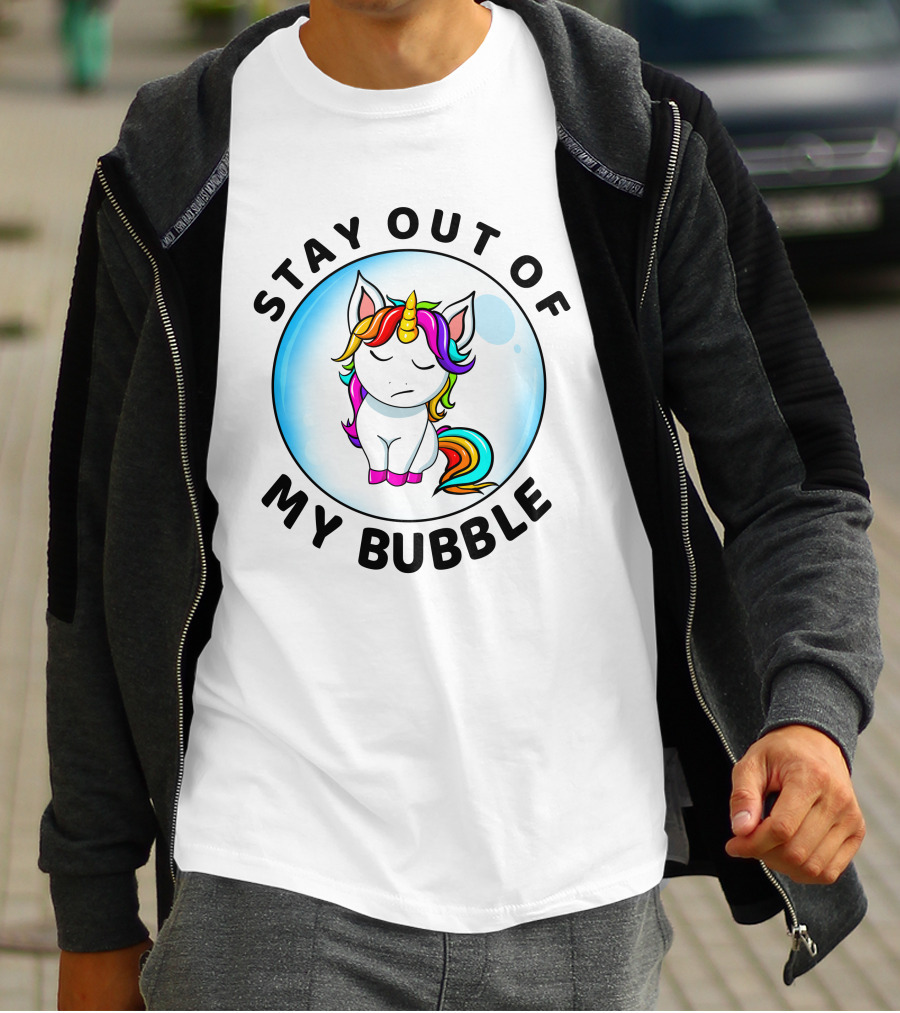 Stay Out Of My Bubble Unicorn Rainbow T-Shirt