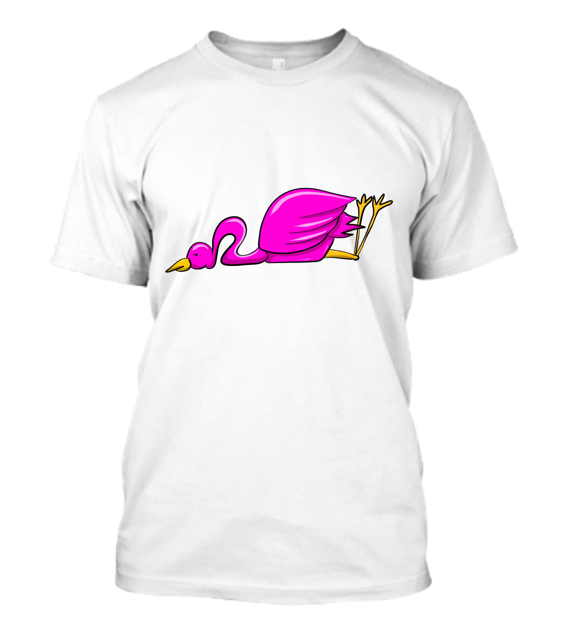 Stork Bird Flamingo Lying Down Cartoon T-Shirt