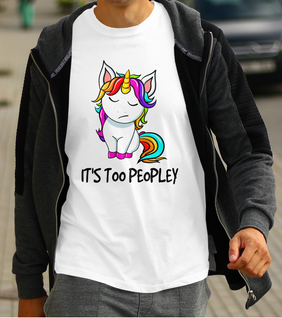 IT'S TOO PEOPLEY Unicorn Rainbow Mane Image T-Shirt