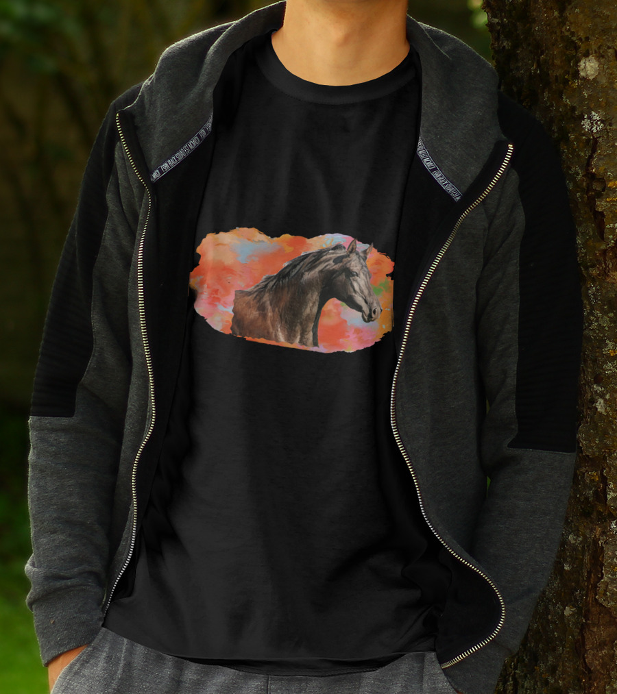 Arabian Horse With Vibrant Abstract Background T-Shirt