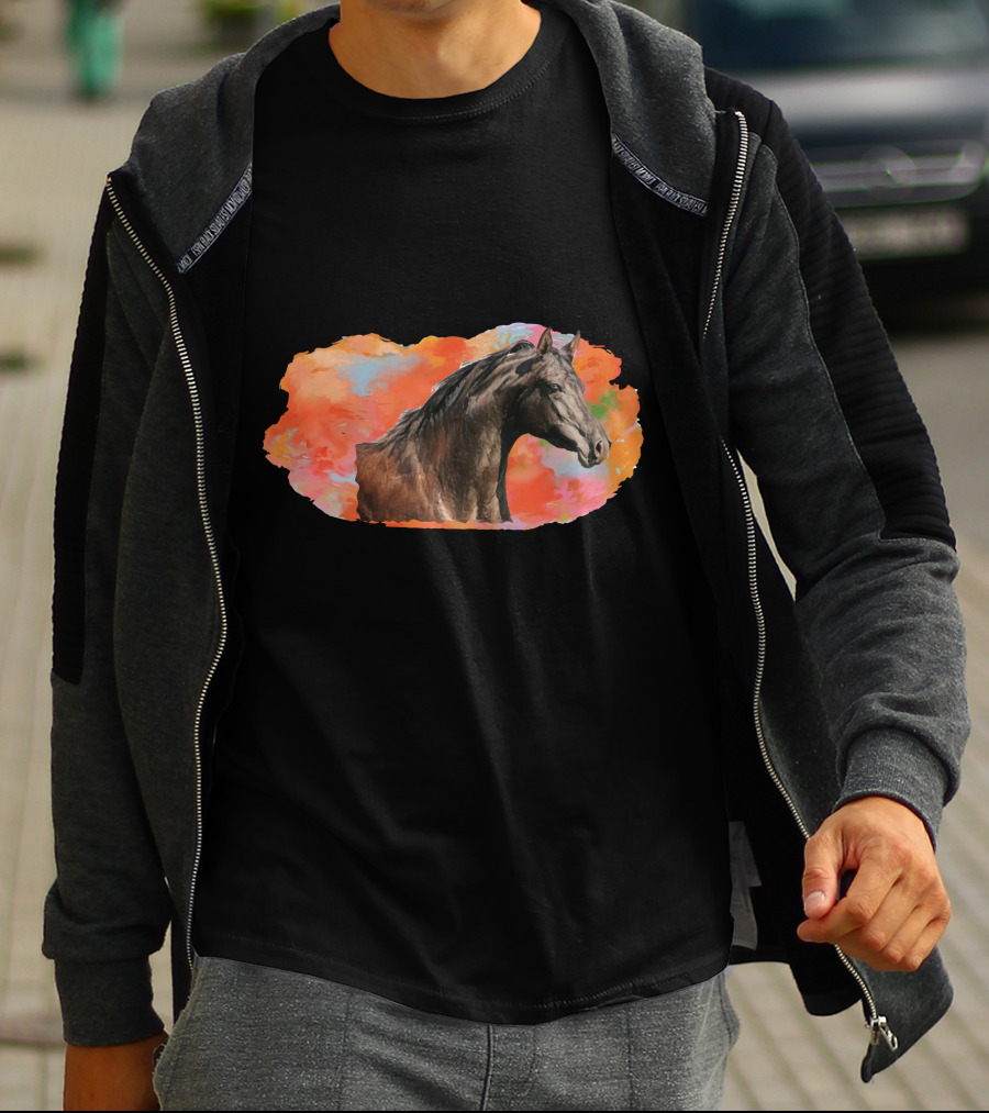 Arabian Horse With Vibrant Abstract Background T-Shirt