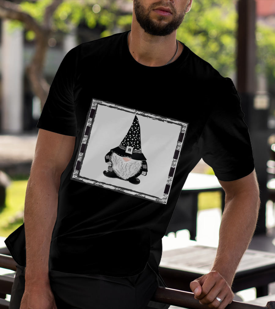 Gnome Black And White Polka Dot Hat Belted T-Shirt