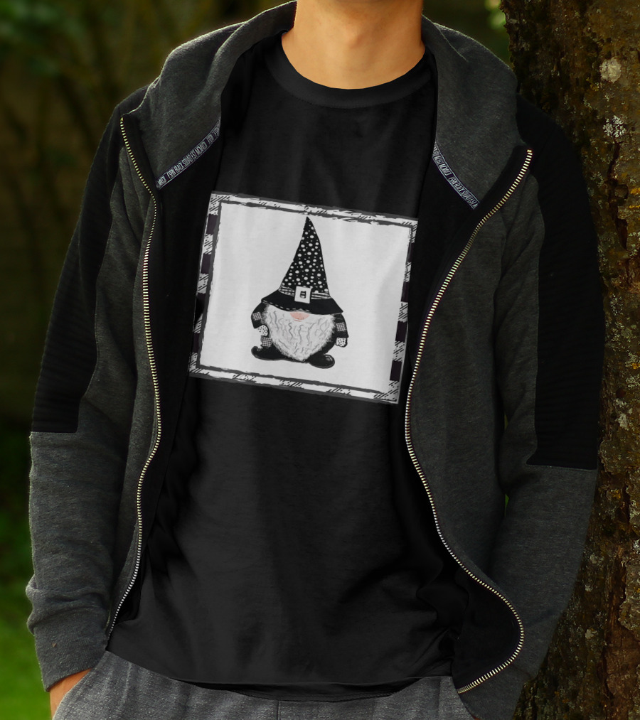 Gnome Black And White Polka Dot Hat Belted T-Shirt