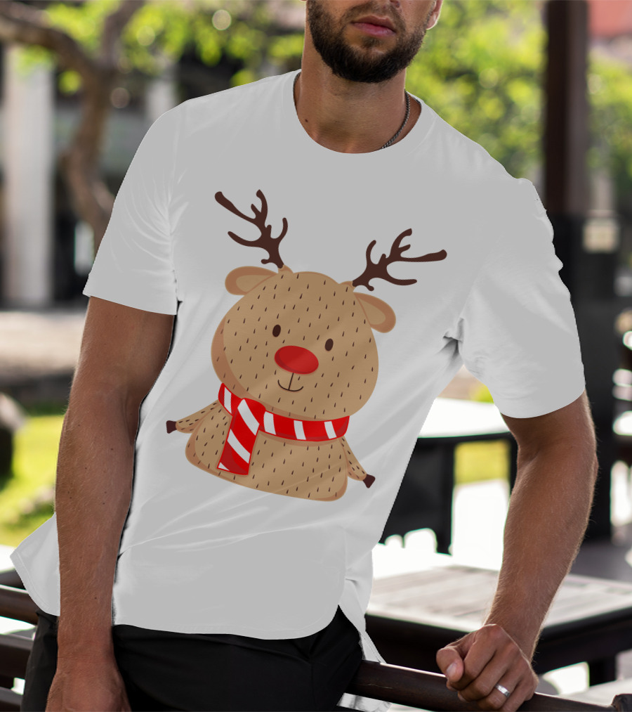 Baby Reindeer In Festive Winter Scarf T-Shirt
