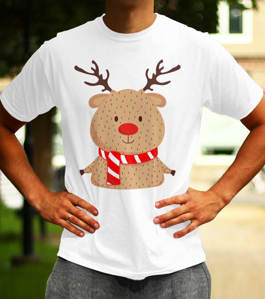 Baby Reindeer In Festive Winter Scarf T-Shirt