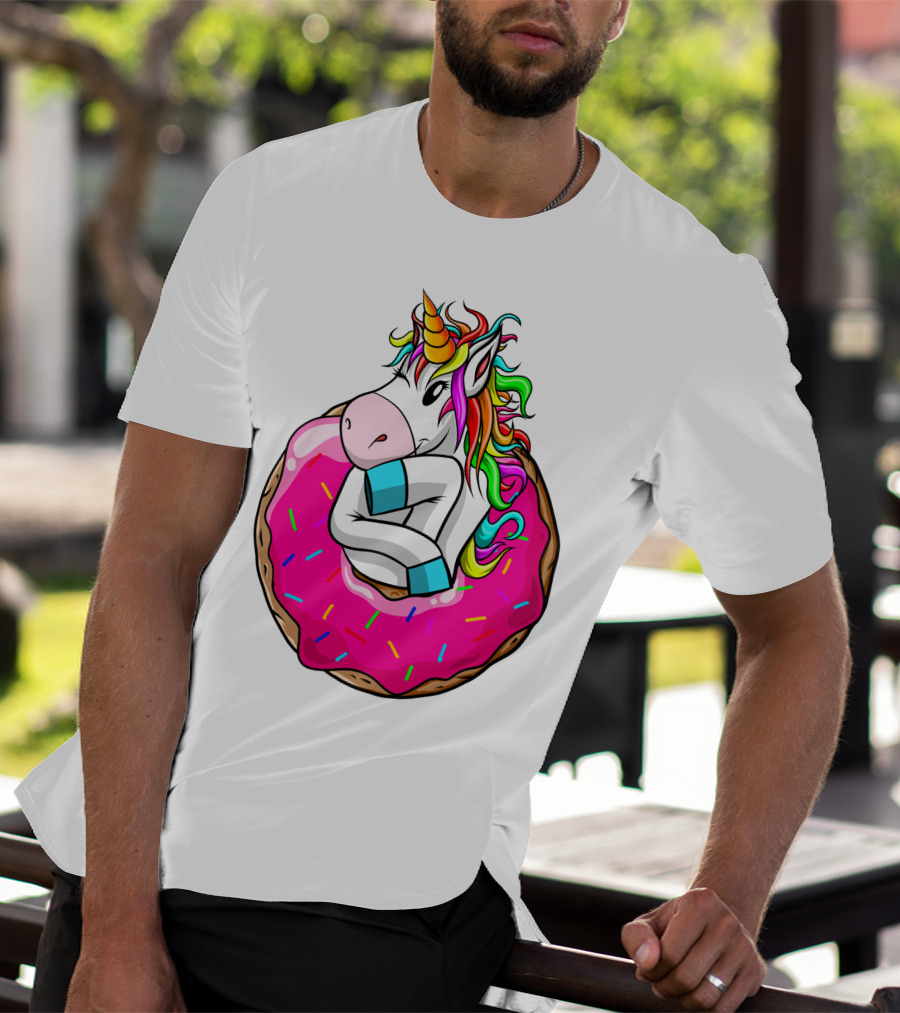 Baby Unicorn Inside Pink Sprinkled Donut T-Shirt