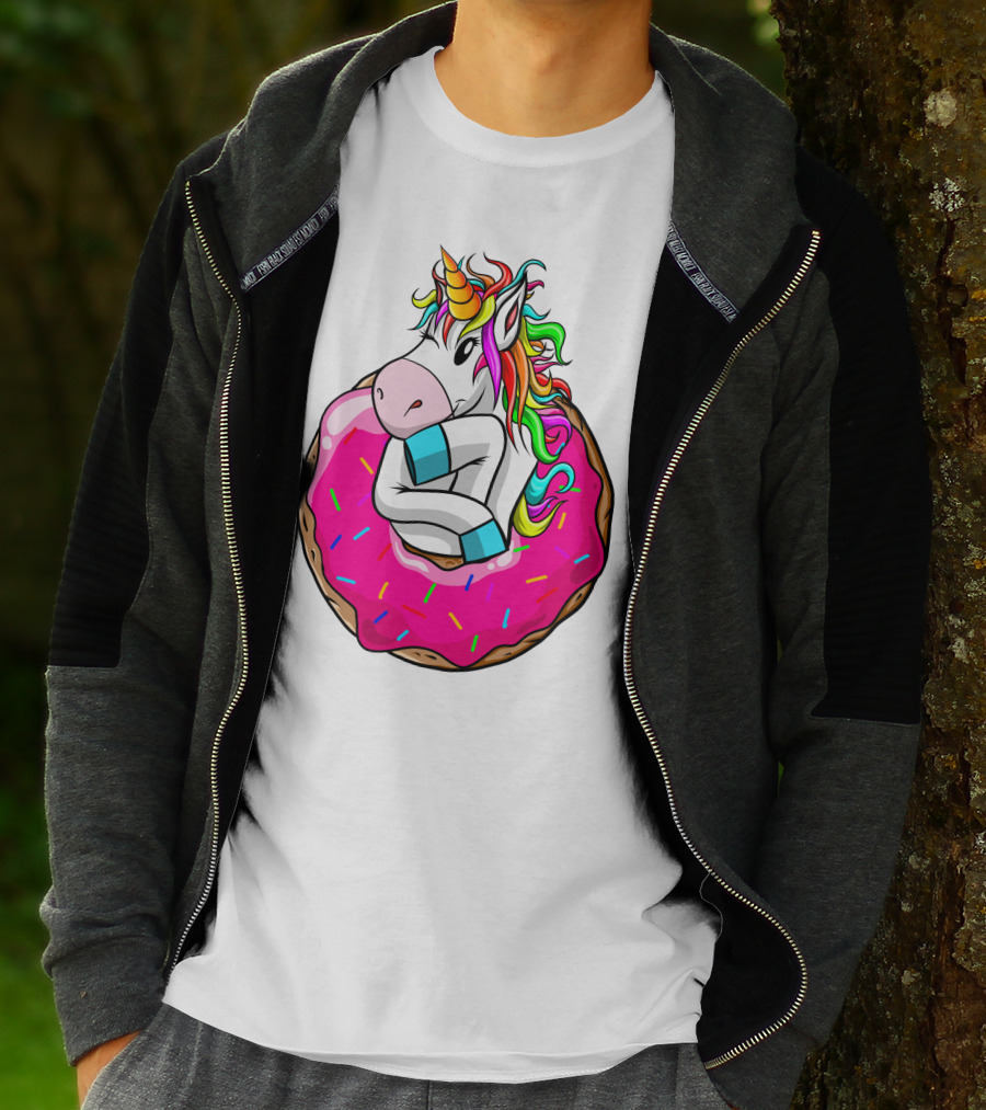 Baby Unicorn Inside Pink Sprinkled Donut T-Shirt