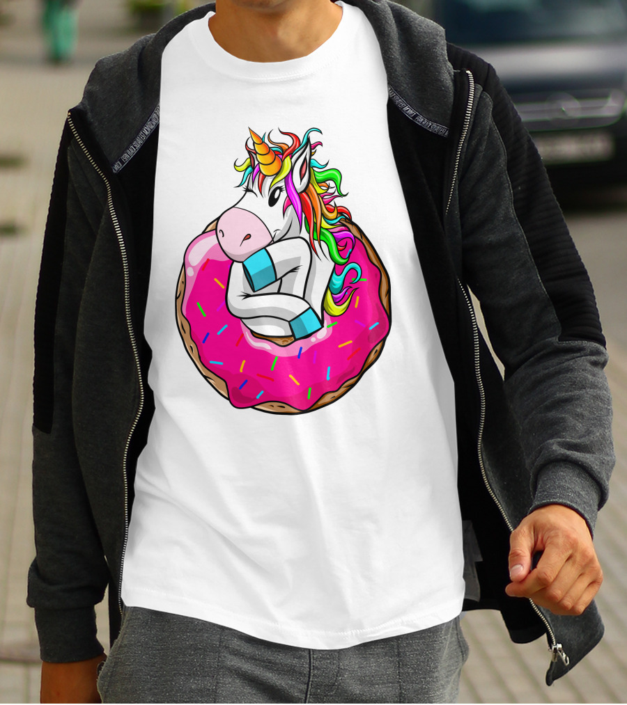 Baby Unicorn Inside Pink Sprinkled Donut T-Shirt