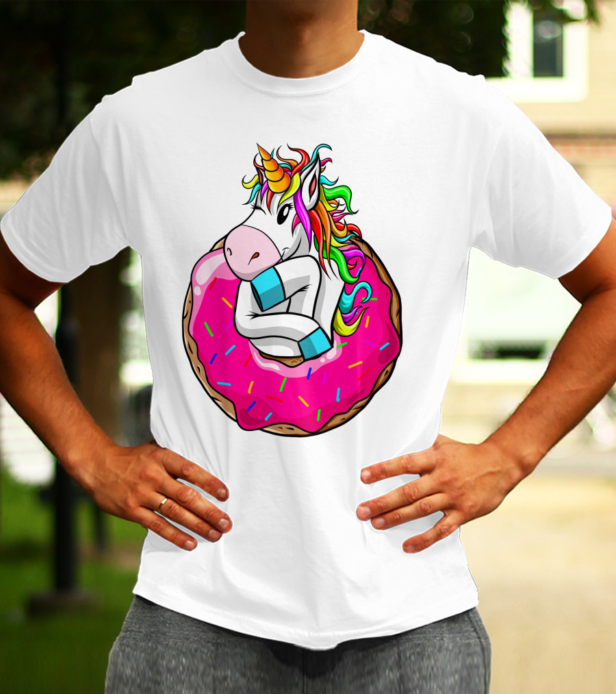 Baby Unicorn Inside Pink Sprinkled Donut T-Shirt