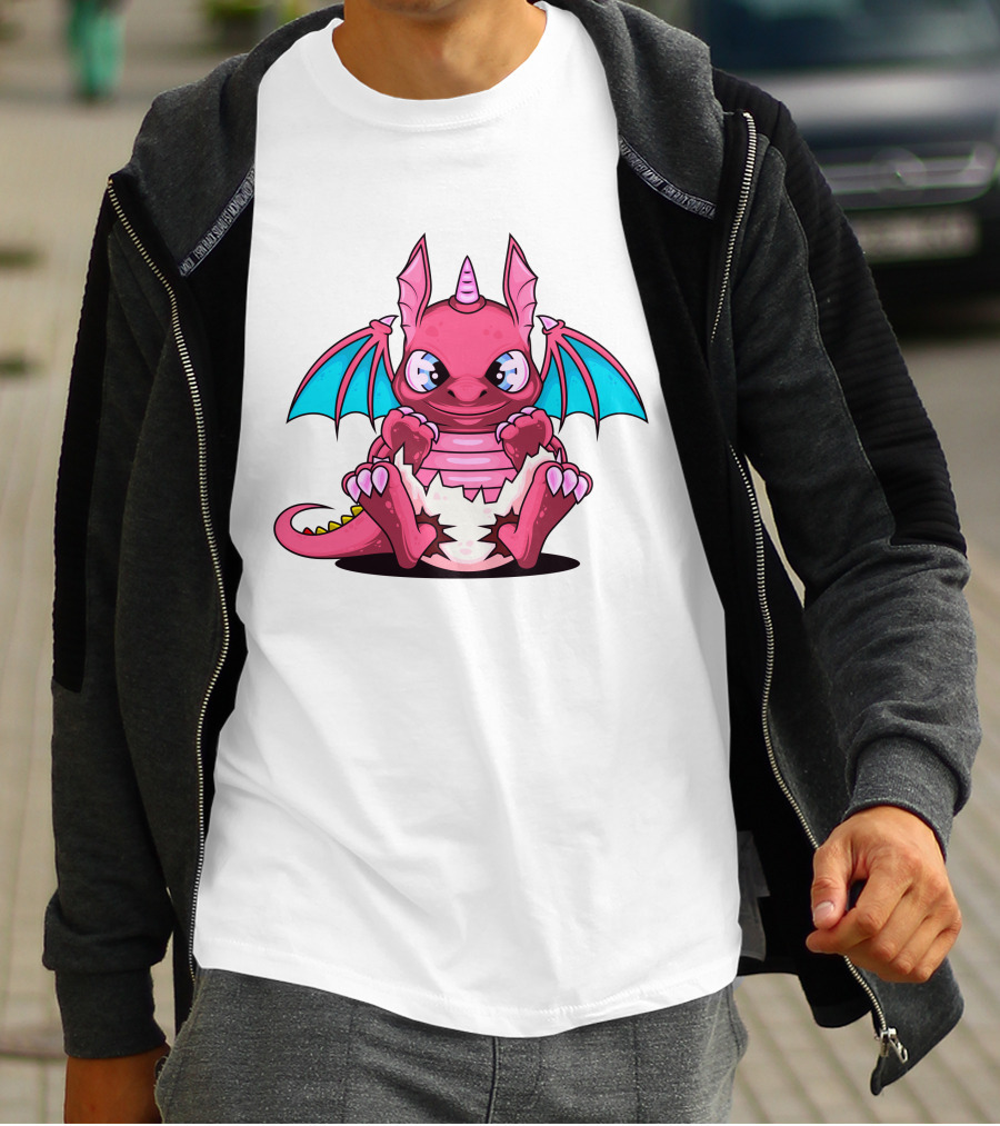 Pink Dragon Cute Cerulean Winged Hatchling T-Shirt
