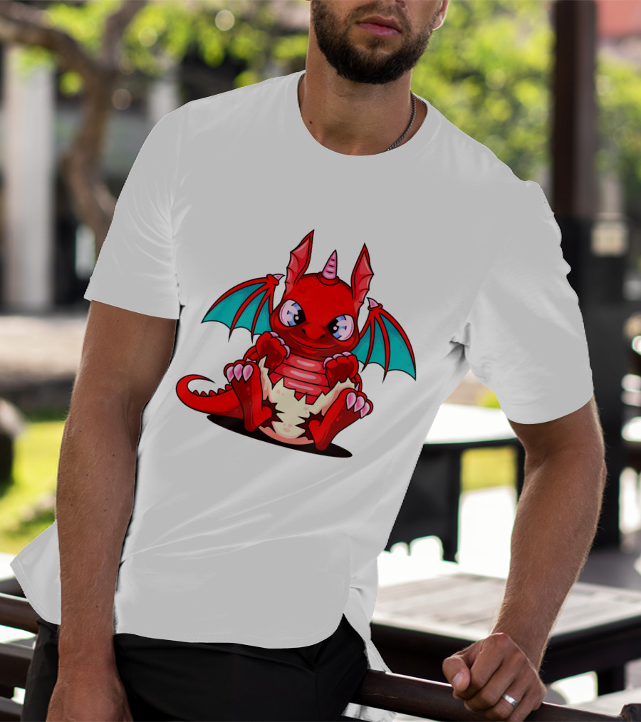 Red Cute Dragon Demon Fantasy Creature T-Shirt