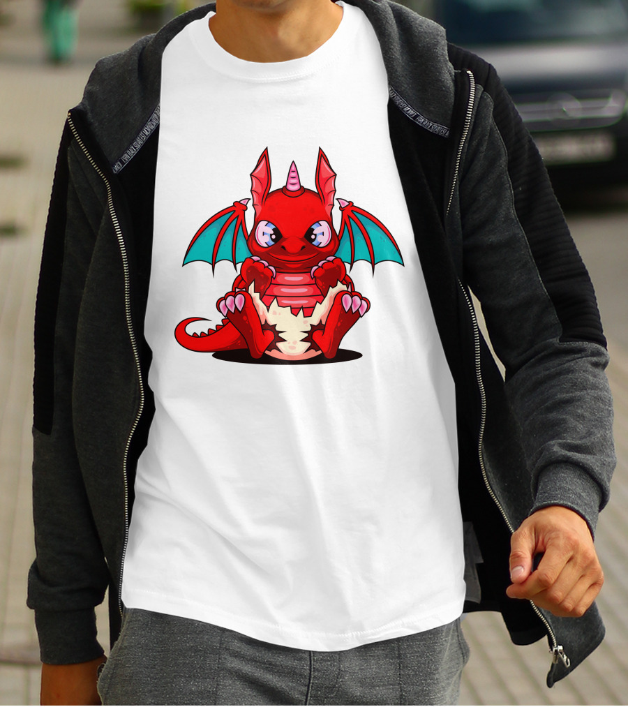 Red Cute Dragon Demon Fantasy Creature T-Shirt