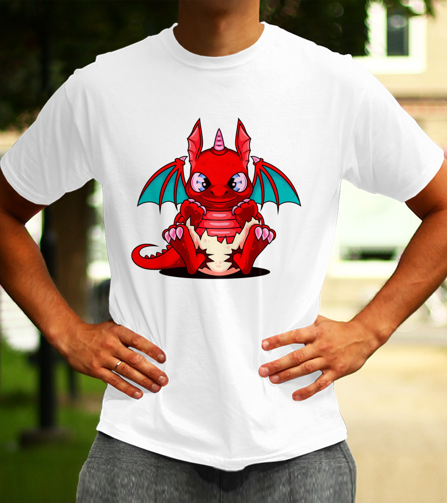 Red Cute Dragon Demon Fantasy Creature T-Shirt