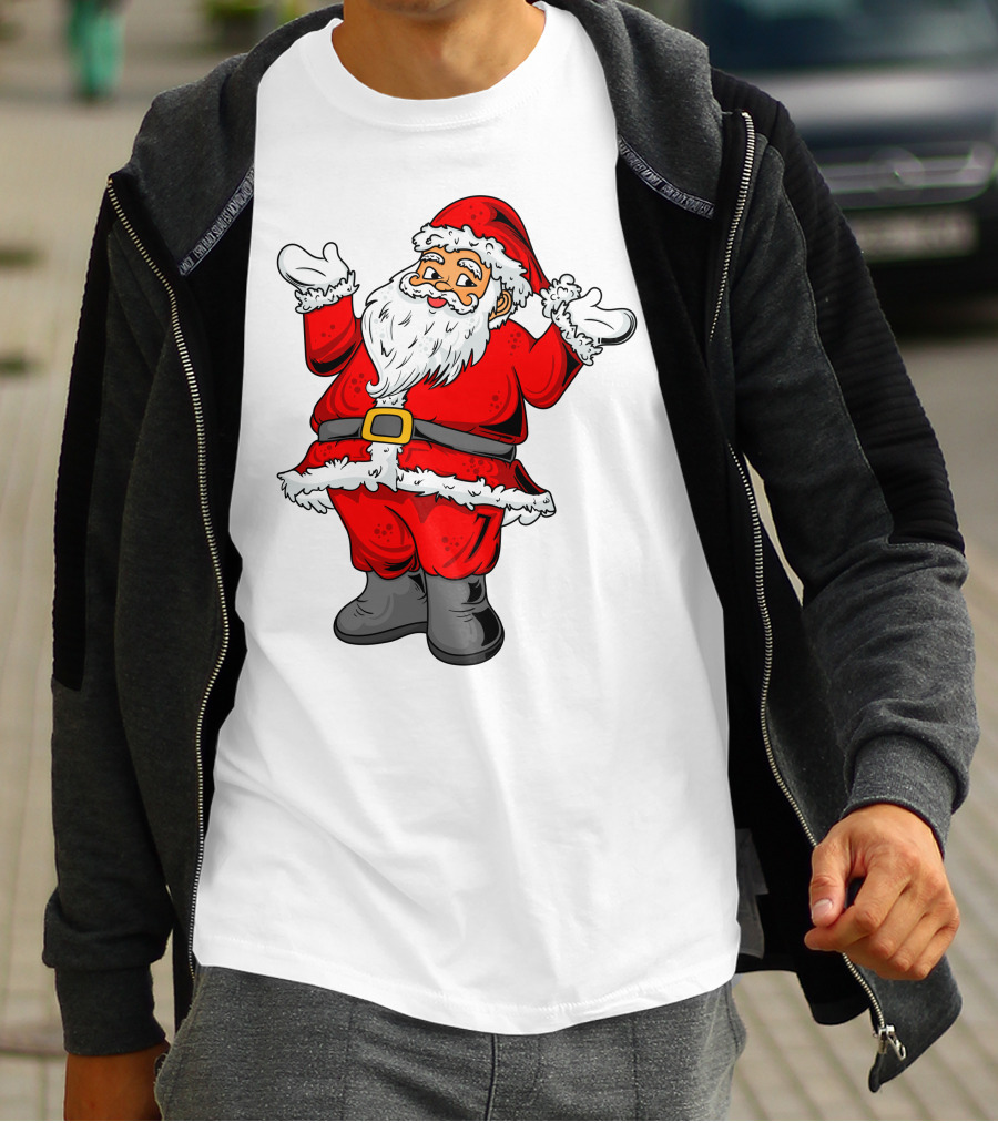 Funny Santa Claus Hands Up In Classic Red Suit T-Shirt