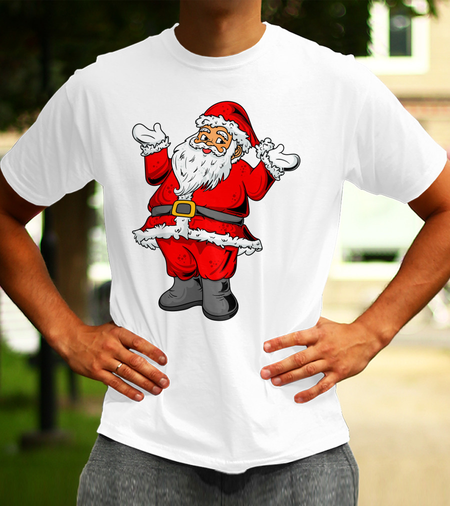 Funny Santa Claus Hands Up In Classic Red Suit T-Shirt