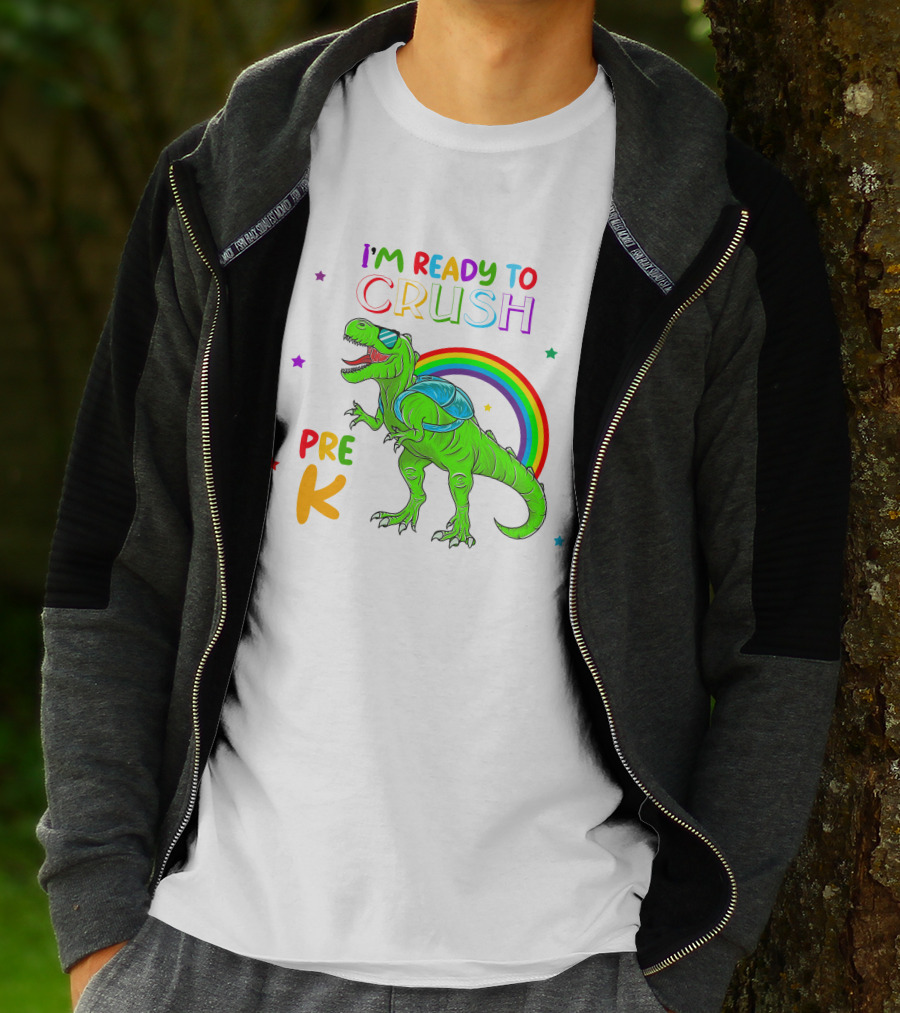 I'm Ready To Crush Pre K Dinosaur Rainbow Stars T-Shirt