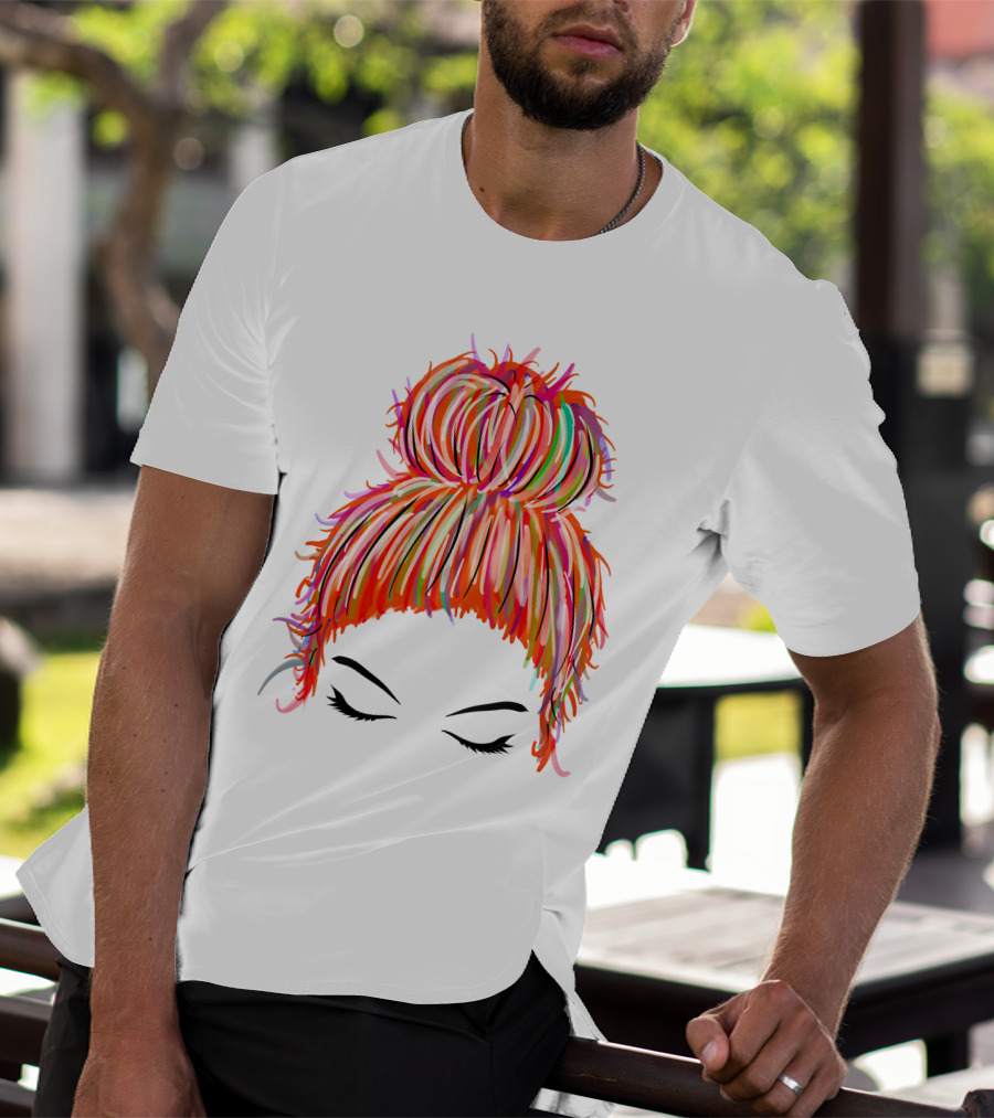 Messy Bun Hair Munlife Colorful Updo T-Shirt