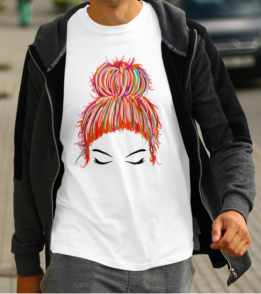 Messy Bun Hair Munlife Colorful Updo T-Shirt