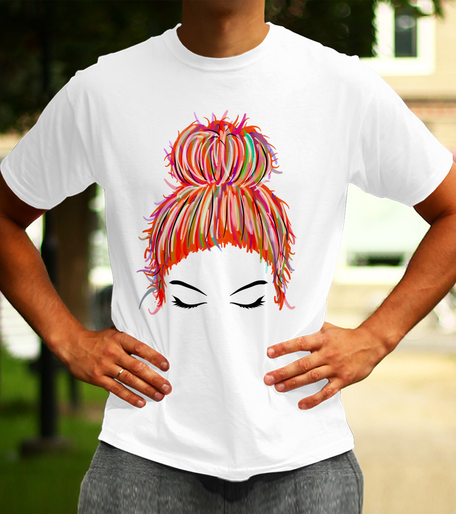 Messy Bun Hair Munlife Colorful Updo T-Shirt