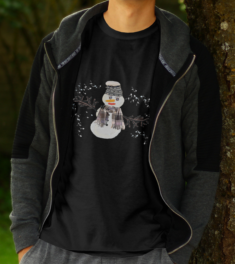 Watercolor Christmas Snowman With Hat And Scarf T-Shirt