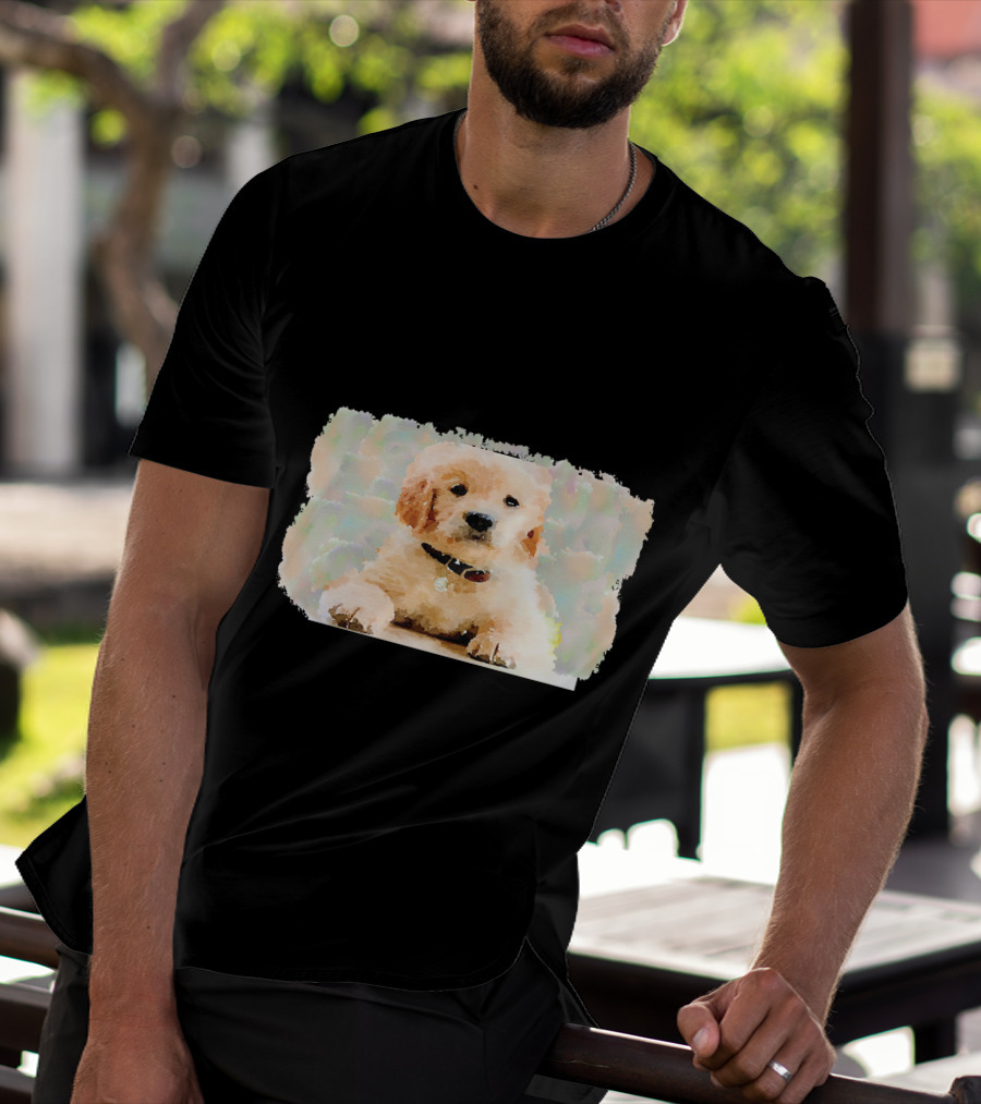 Watercolor Puppy Dog Golden Retriever Pastel Abstract T-Shirt