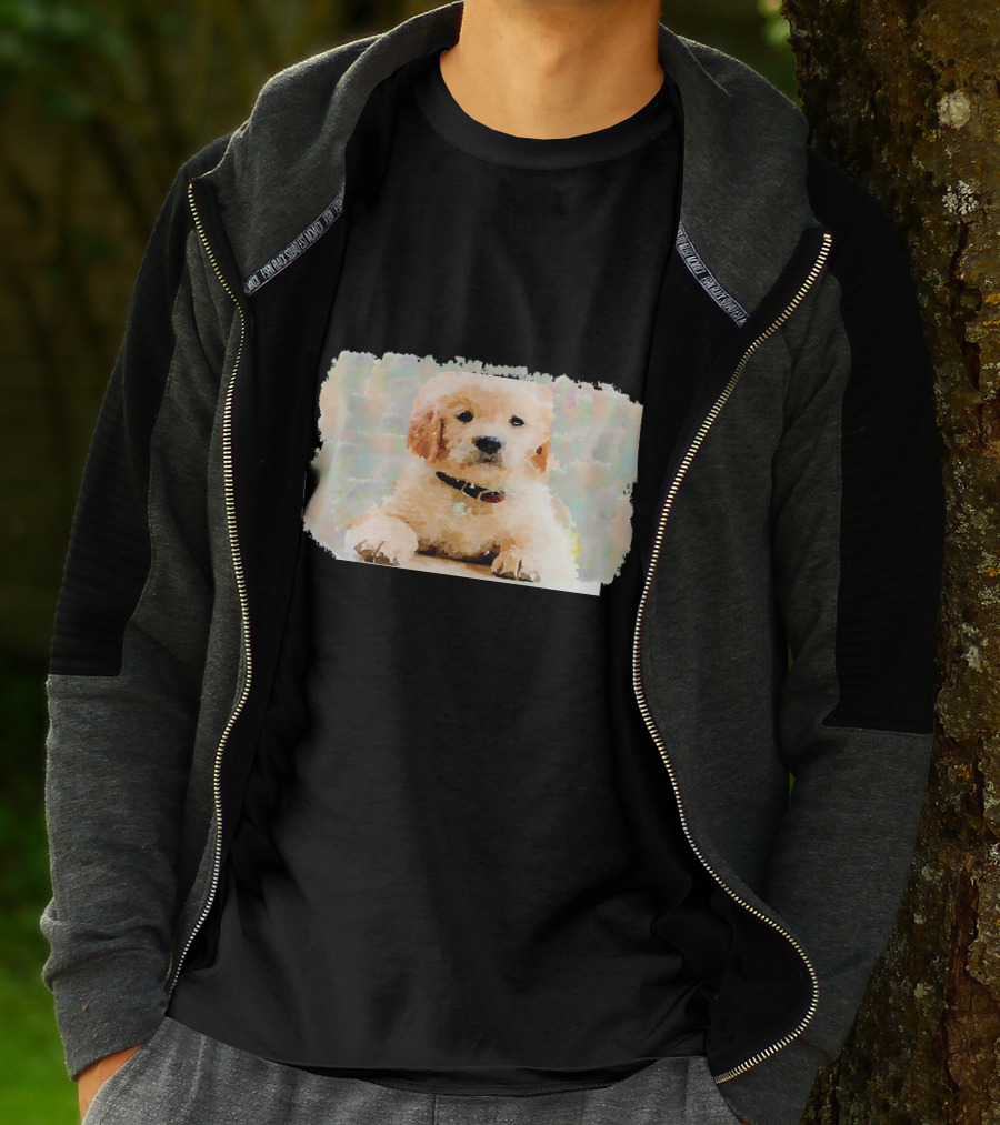 Watercolor Puppy Dog Golden Retriever Pastel Abstract T-Shirt