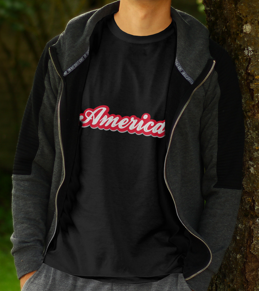 America Script Red White Cursive T-Shirt