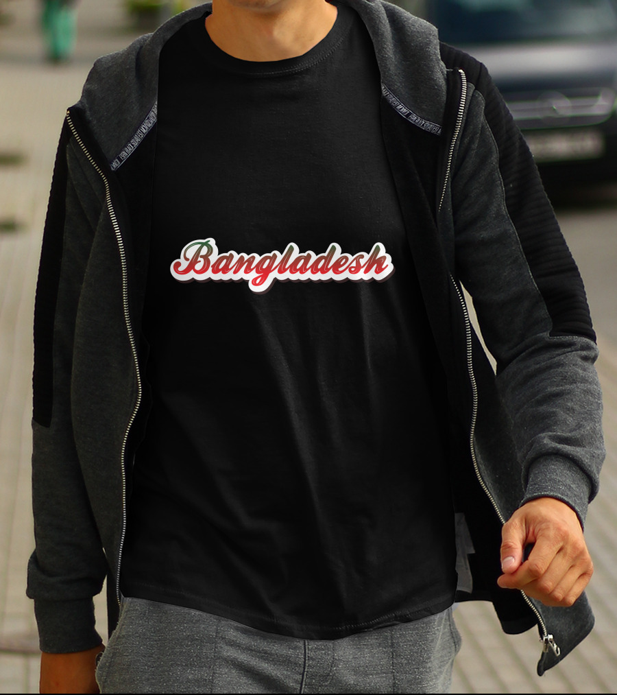 Bangladesh Green Red Script Font T-Shirt