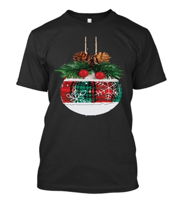 Christmas Plaid Ornament With Pinecones And Snowflake T-Shirt
